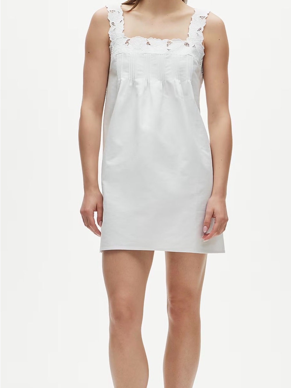 J. Crew Ondine White Lace-Trim Cotton poplin mini dress SzXS NWT